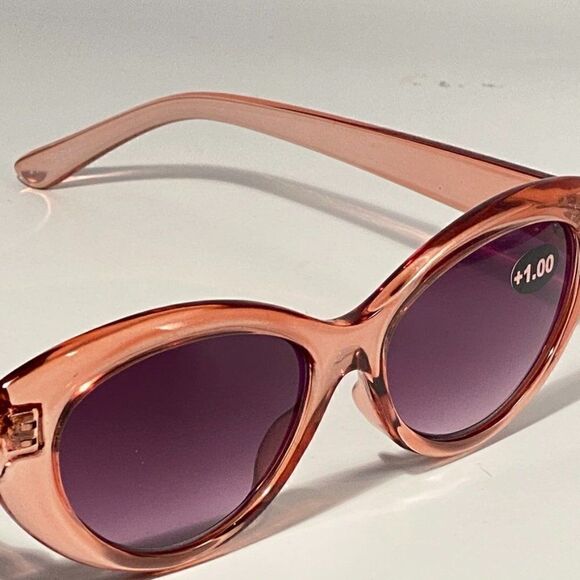 Reading Sunglasses 1.00 Clear Cranberry Sweetheart Frames Purple Lenses NWT main image 9